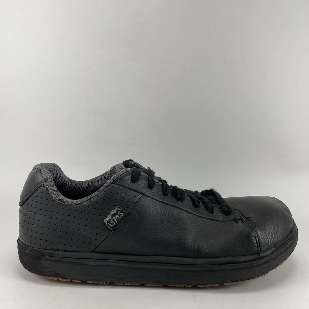 Lems Kourt Grip Barefoot Shoes Mens Size 8 Black Leather Slip Resistant Casual